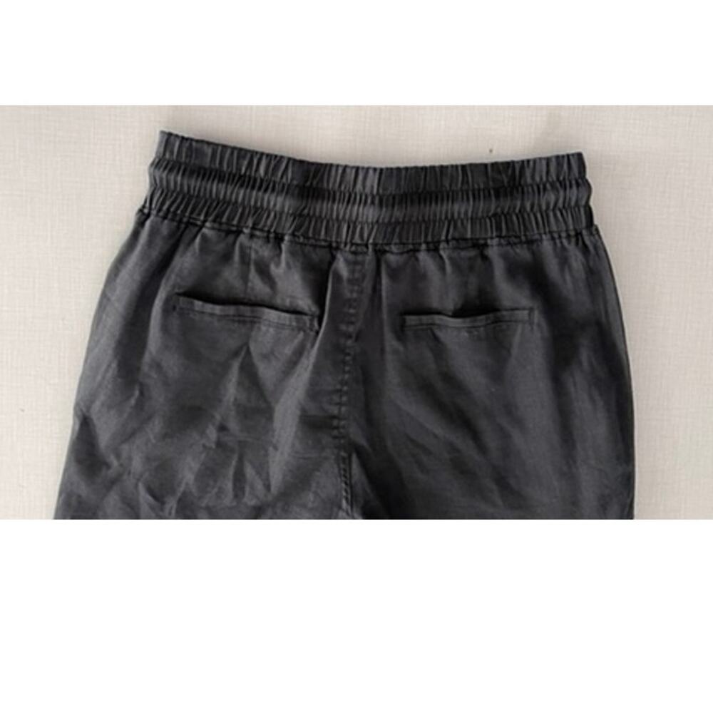 Quince Sz M Wide Leg Linen Pants Black Elastic Breezy Vacation Travel Relaxed - Picture 14 of 16